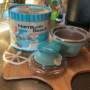 Hamilton Beach cordless pint ice cream maker.